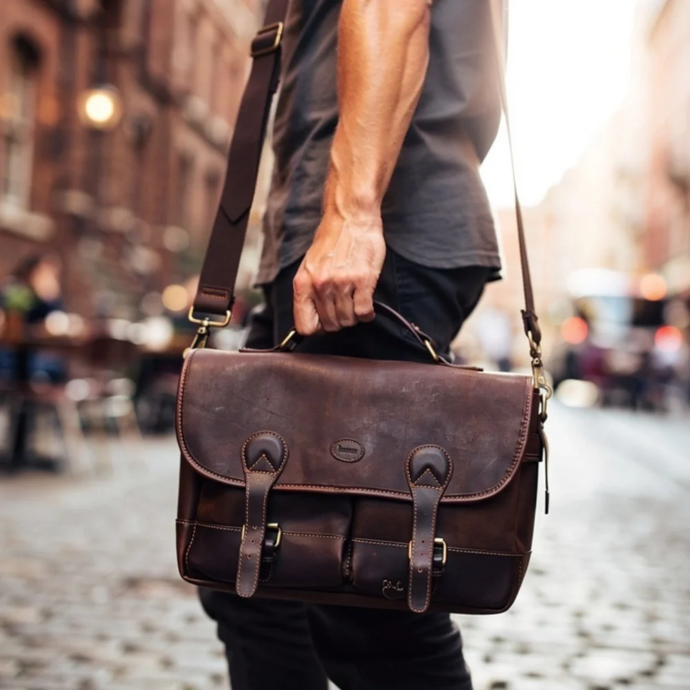 Baron Sweden Luxury Leather Briefcase Laptop Carry On Satchel New With Tag